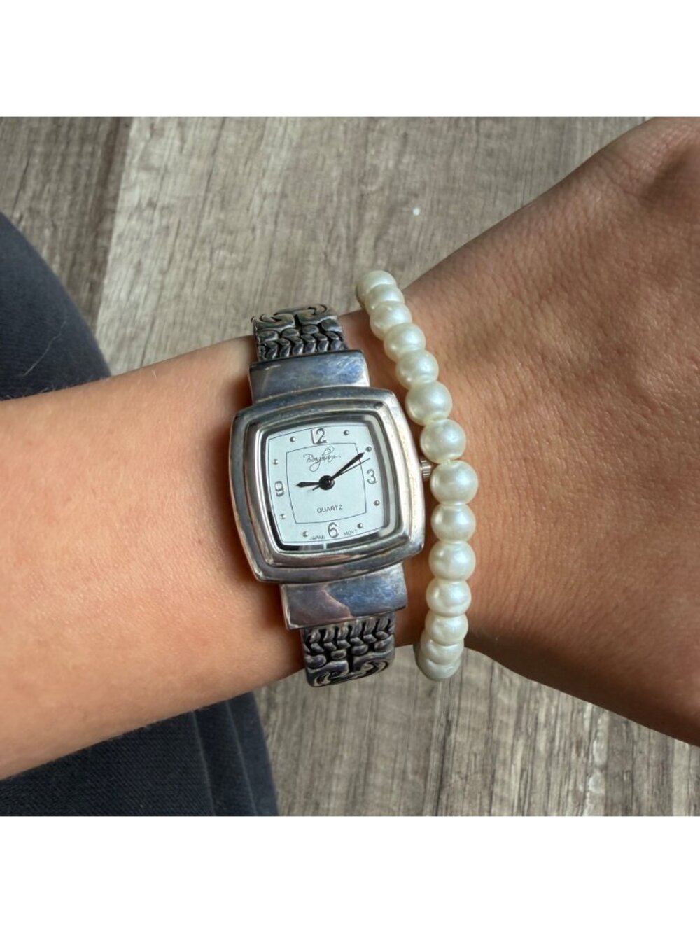 Bingham Womens Silver-Tone Quartz Watch With Stainless Steel Back & Intricate Cu